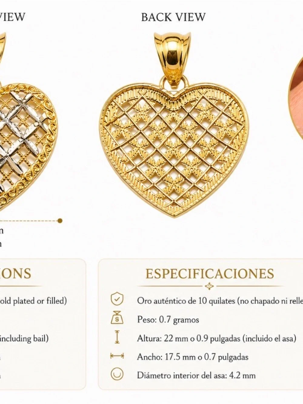 Gold Heart Lattice Pendant Necklace - Elegant Women's Jewelry